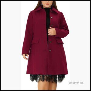 Plus Size Polyester Pea Coat Long Sleeve Winter Coat